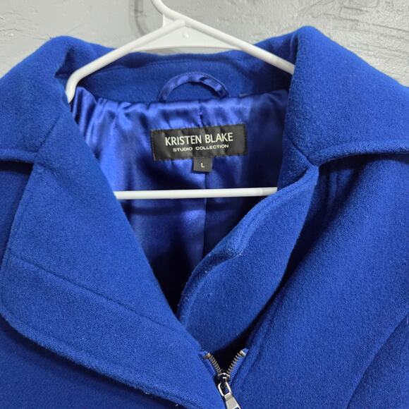 KRISTEN BLAKE Vintage Woman's Wool Blue Pea Coat Size Large - Picture 5 of 8